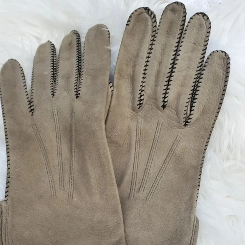 Fownes‎ Vintage Gray Whipstiched Gloves 8